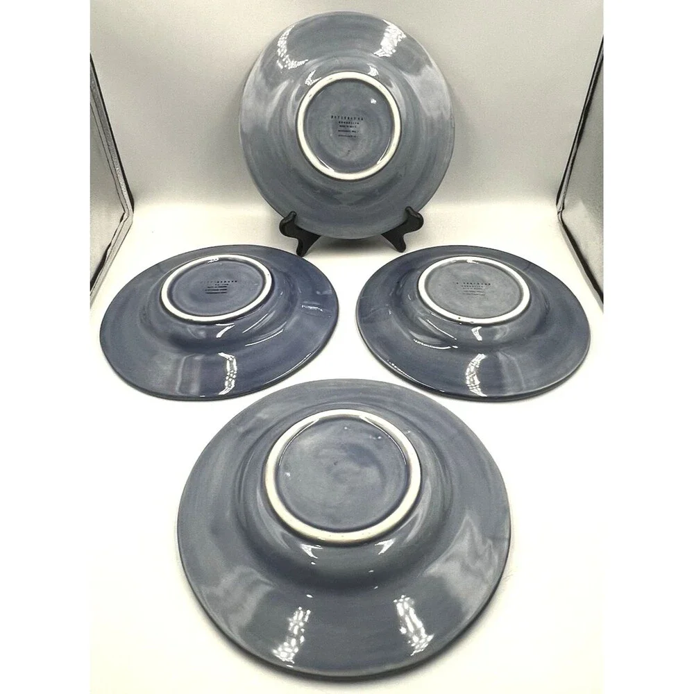 4 Salad Plates Pottery Barn Sausalito Slate Blue Deep Rim Bowl Blates 10